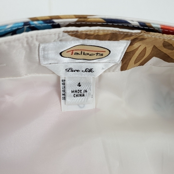 Talbots Silk Orange Wht Floral Boho Belted Skirt Size 4 - Picture 7 of 13
